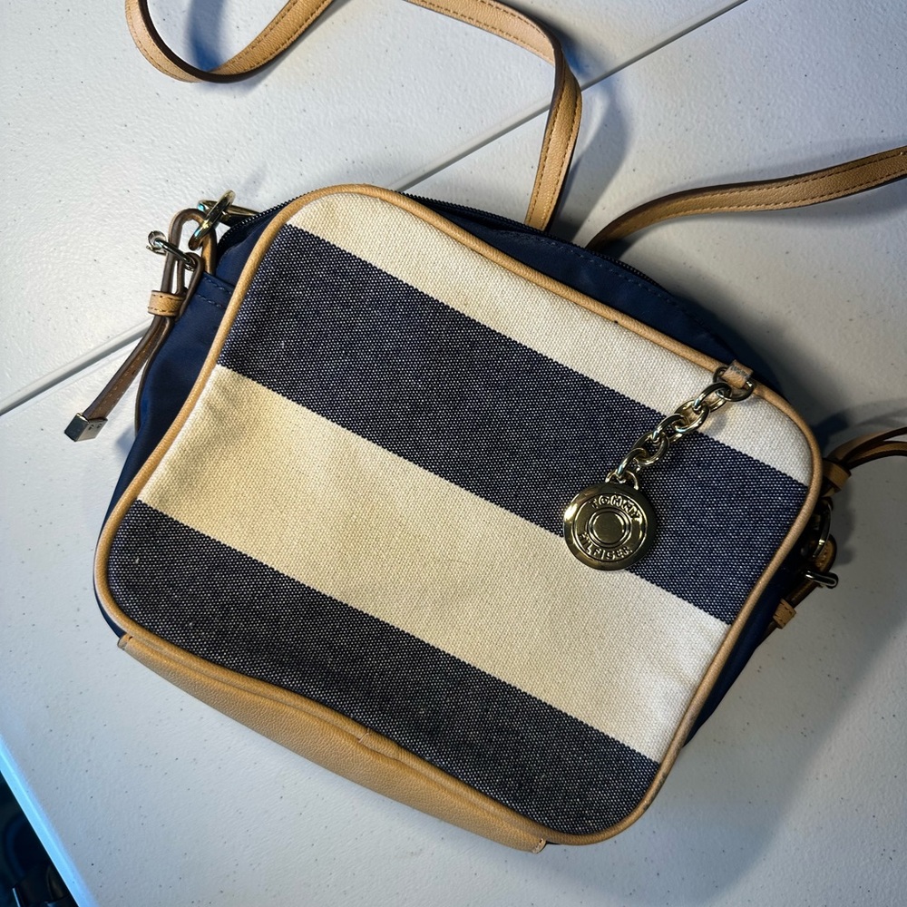 Tommy Hilfiger Navy and Cream Crossbody Bag